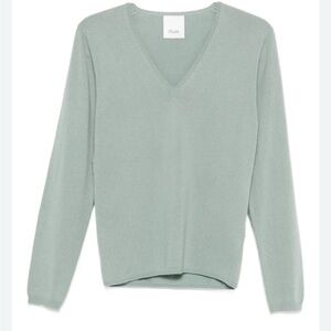 Allude 100% Cashmere V-Neck‎ Luxurious Sweater Soft Blue/Green Women's XL EUC